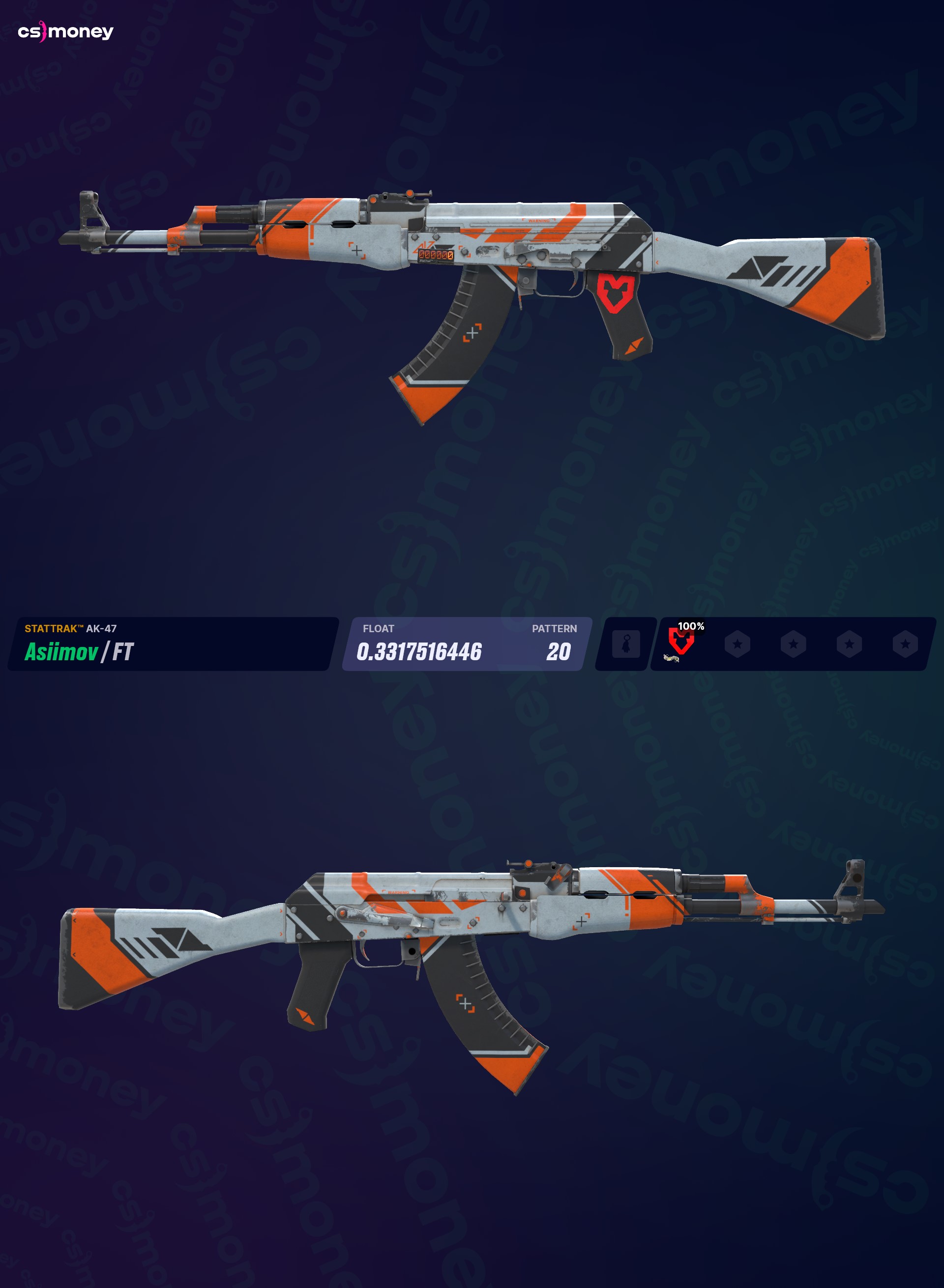 СтатТрек™ АК-47 | Азімов (після бойових випробувань) — Скіни CS:GO