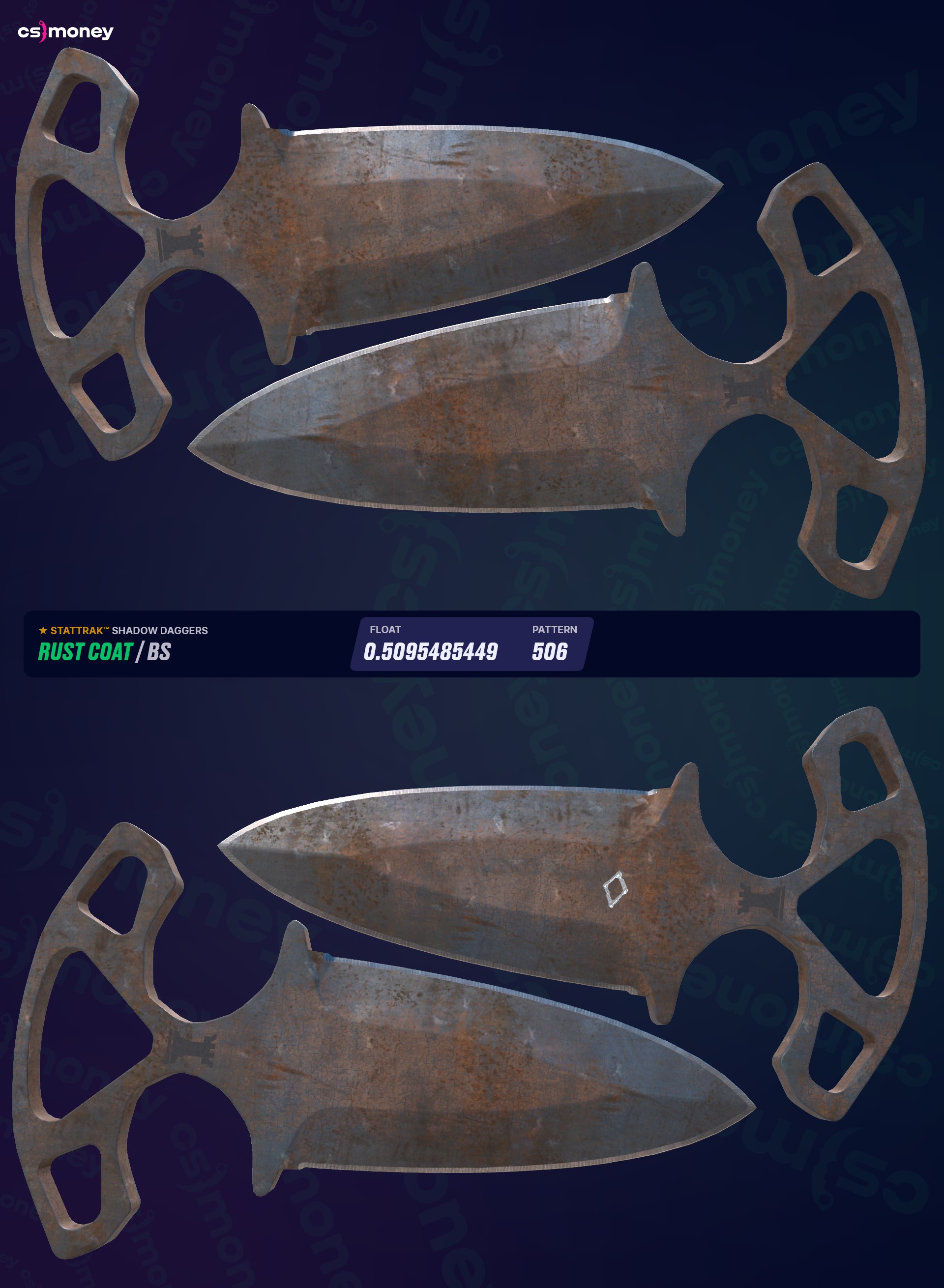 ☆ StatTrak™ Shadow Daggers Rust Coat (Battle-Scarred) — Trade