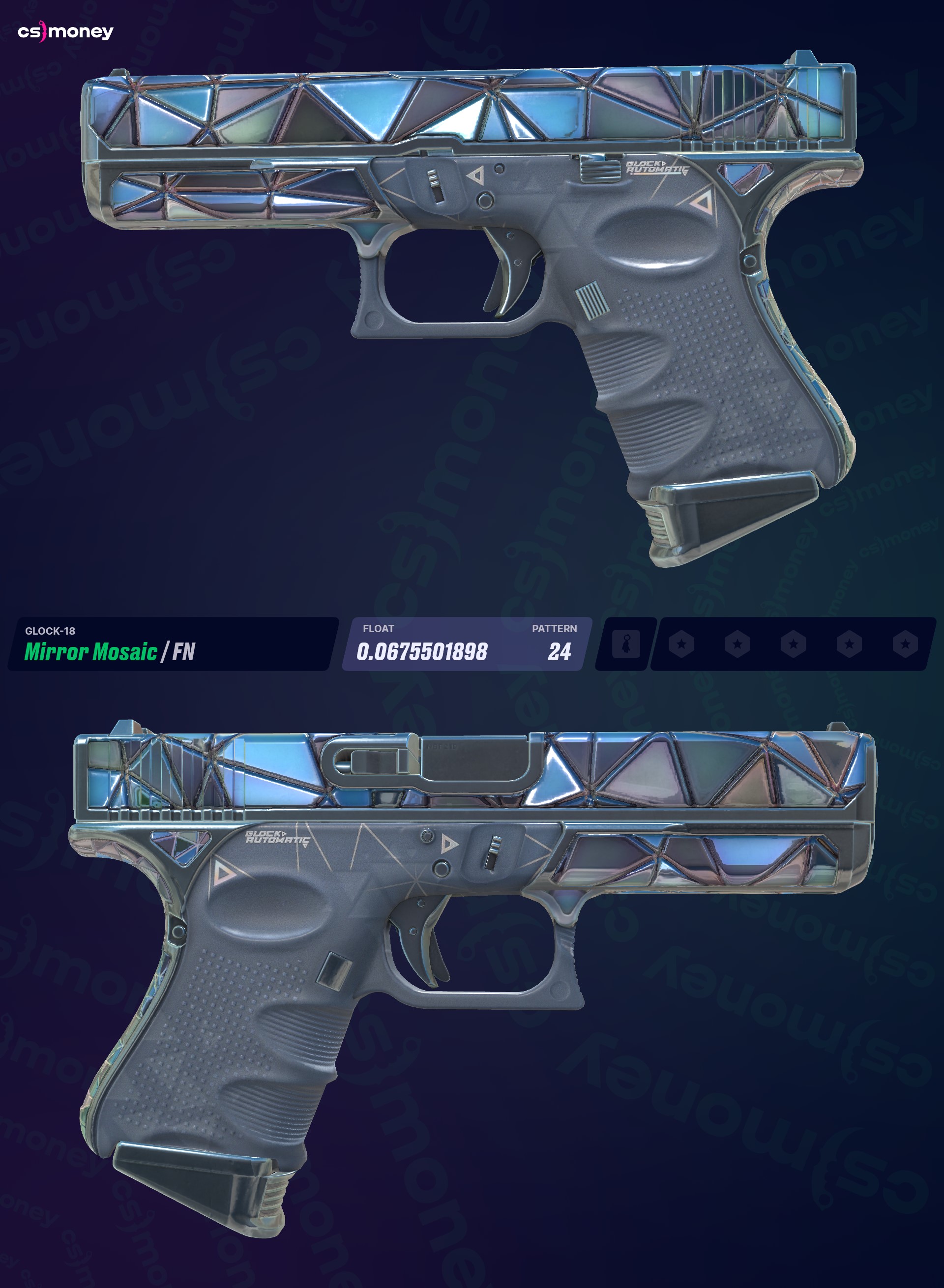 Glock-18 | Aynalı Mozaik (Fabrikadan Yeni Çıkmış) — CS.MONEY'de CS