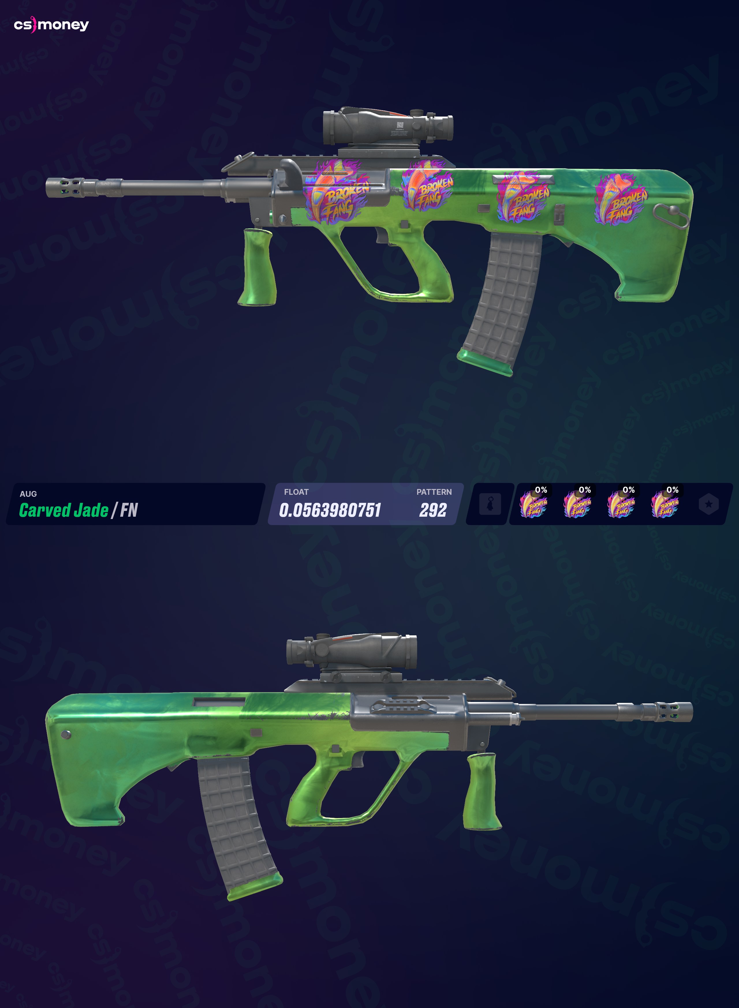 AUG | Резной нефрит (Прямо с завода) — Cкины CS:GO/CS2 на CS.MONEY
