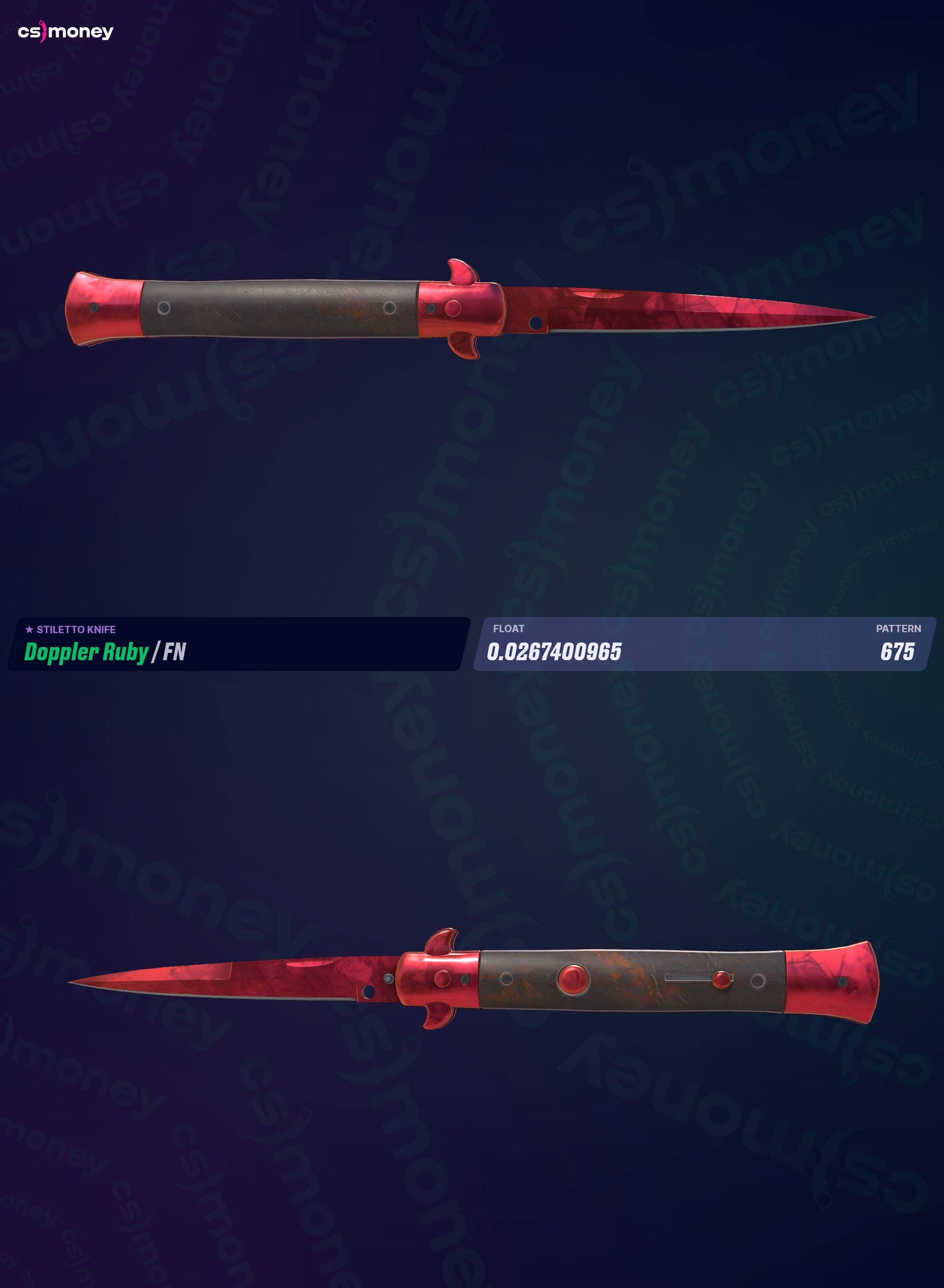 ★ ruby ★ ☆ Stiletto Bıçak | Doppler Yakut (Fabrikadan Yeni Çıkmış) — CS